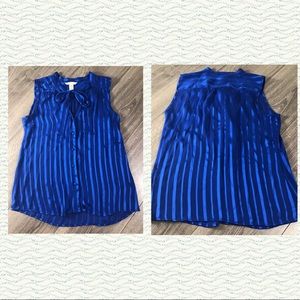 BANANAREPUBLIC BLUE BOWTIE BUTTON UP TANK BLOUSE M